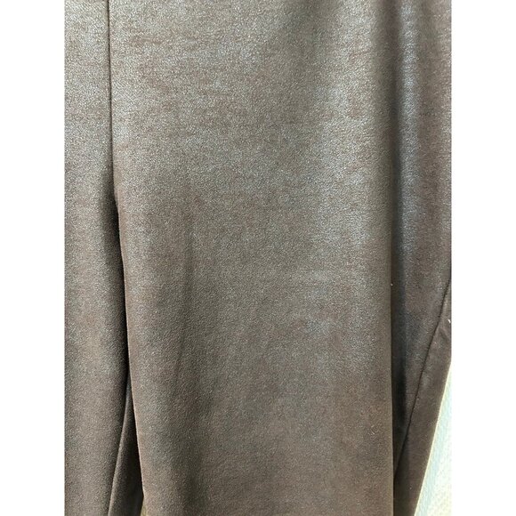 Faux Suede Chocolate Brown Chico’s Pull On Pants Size Medium - Picture 6 of 9